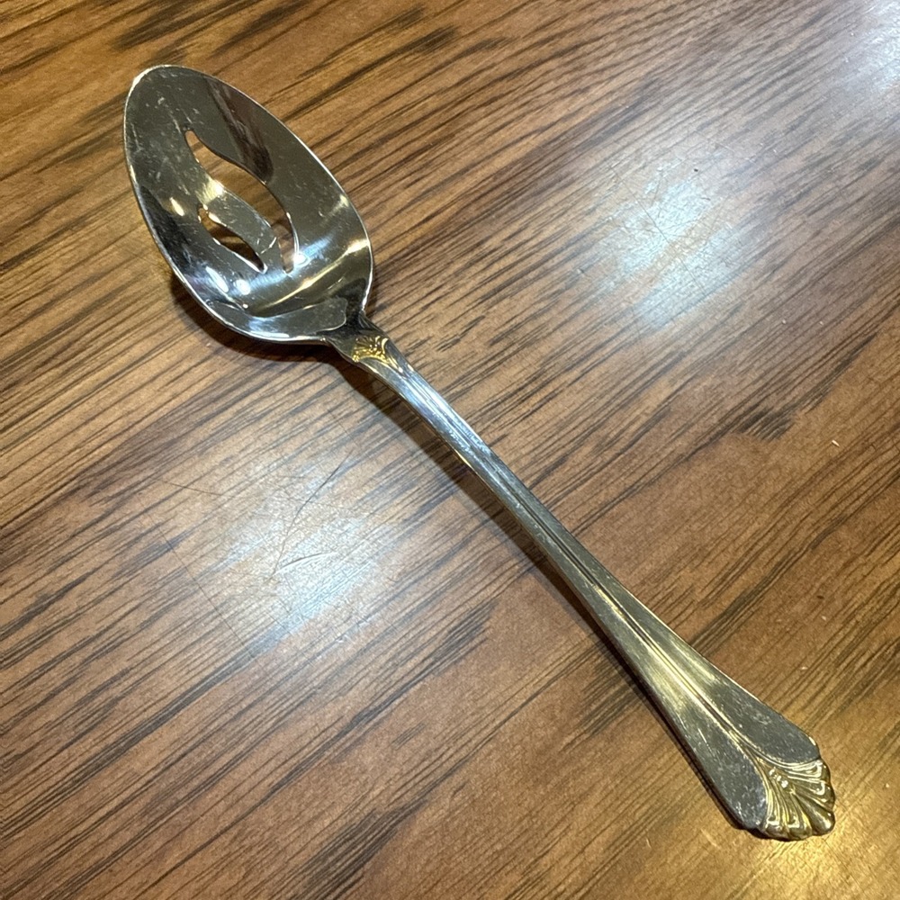 Towle Stainless Steel‎ Santa Barbara 18/8 Slotted Serving Spoon Gold Accent